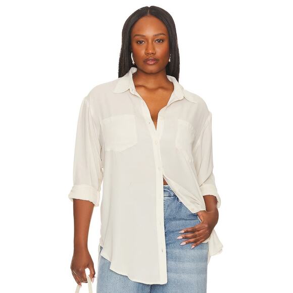 REMI X REVOLVE Michelle Button Up Shirt in Bone size Large - Picture 5 of 15